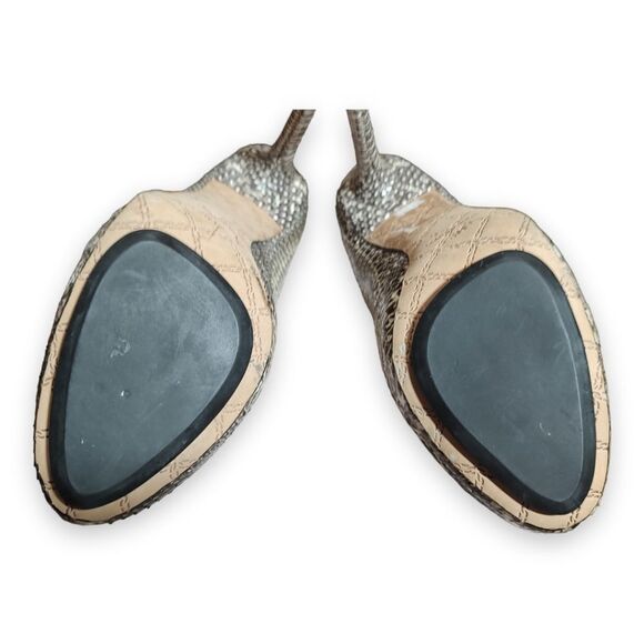 L.A.M.B. Prissy 8 M Tan Snake Print Leather Round Toe 5" Stiletto High Heels - Picture 11 of 13